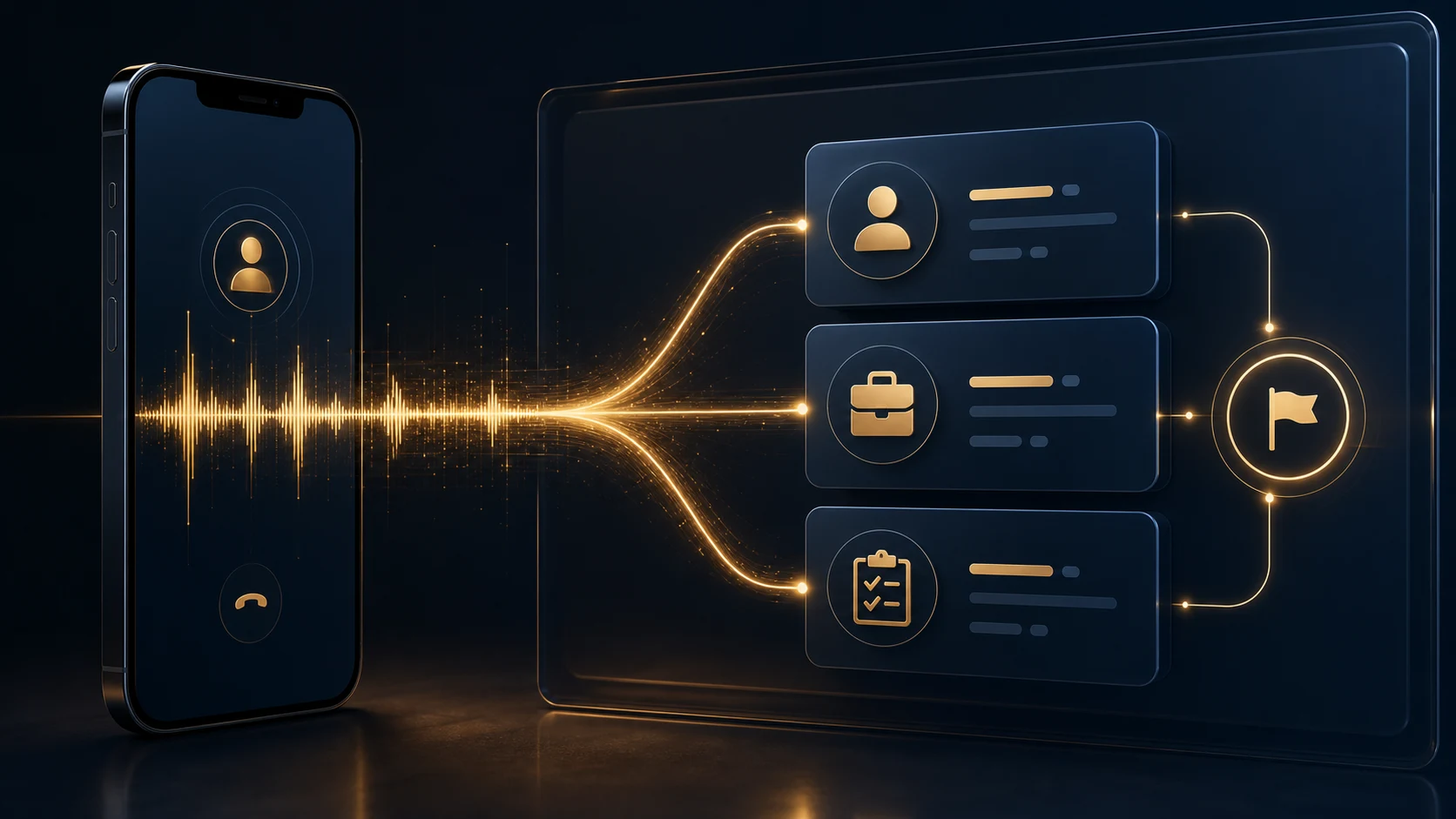 Flux vocal transformé en fiches CRM et prochaine action commerciale