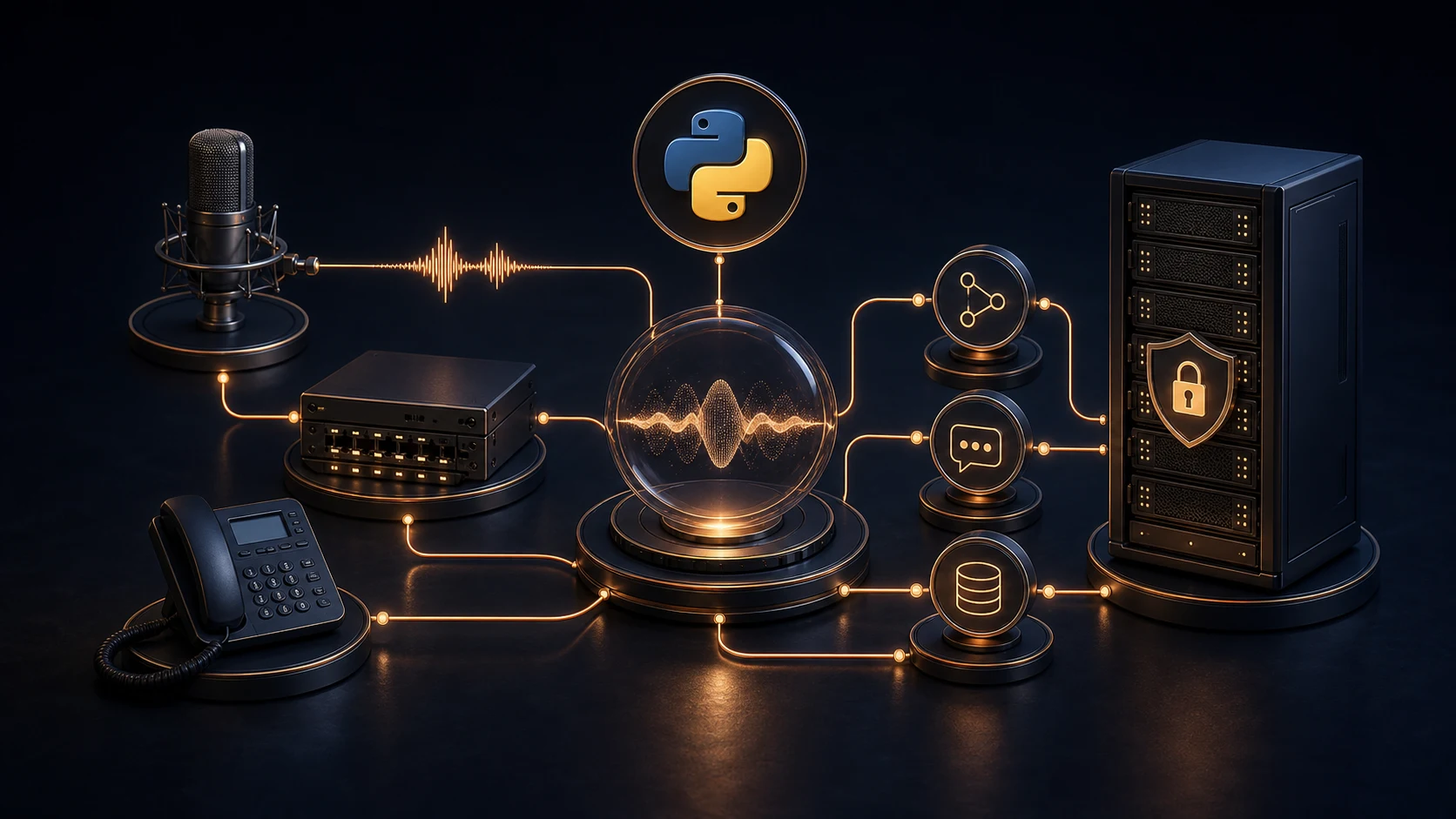 Architecture technique Python d’un chatbot IA vocal relié à la téléphonie