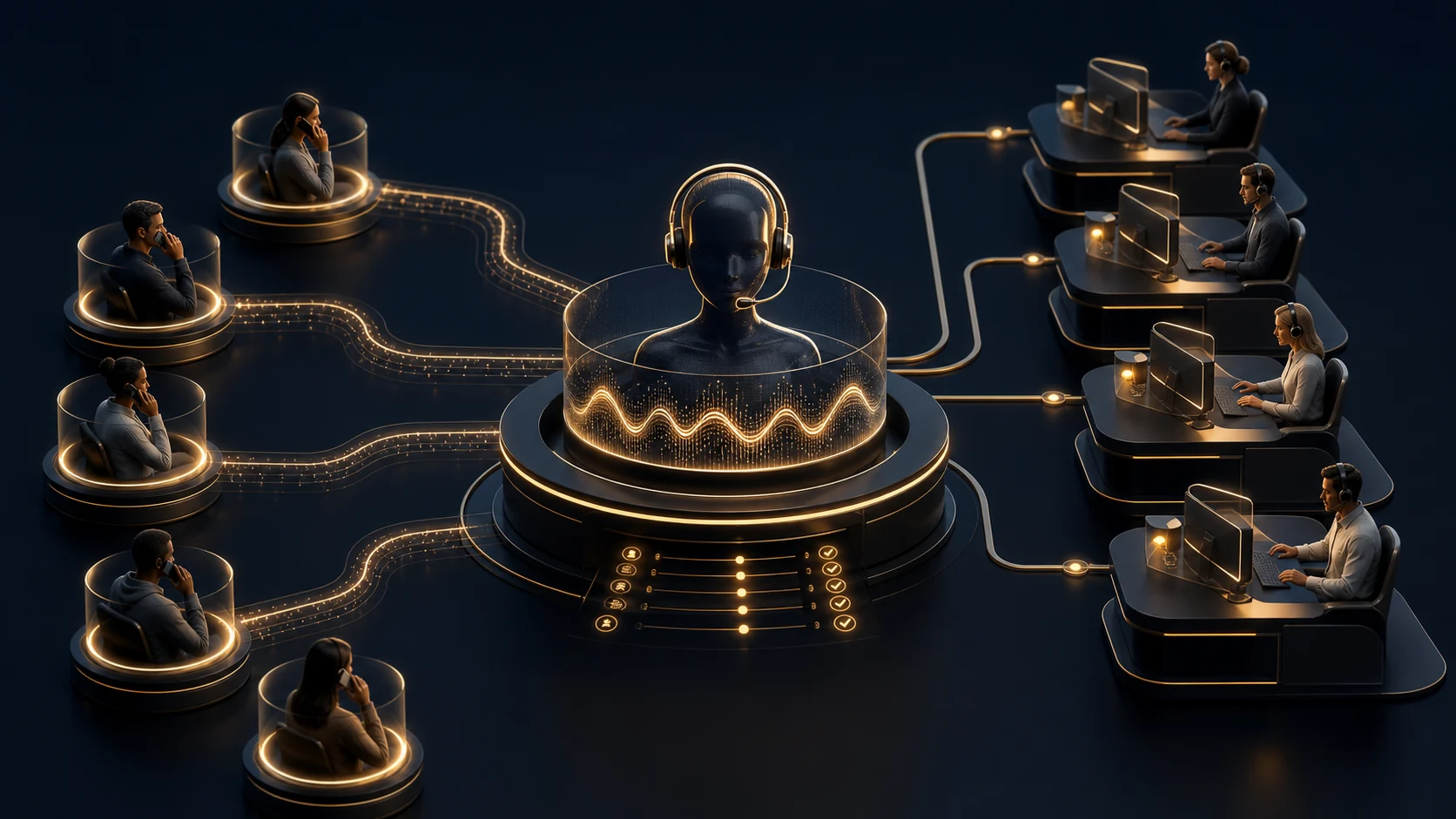 Service client externalisé orchestré par un agent vocal IA