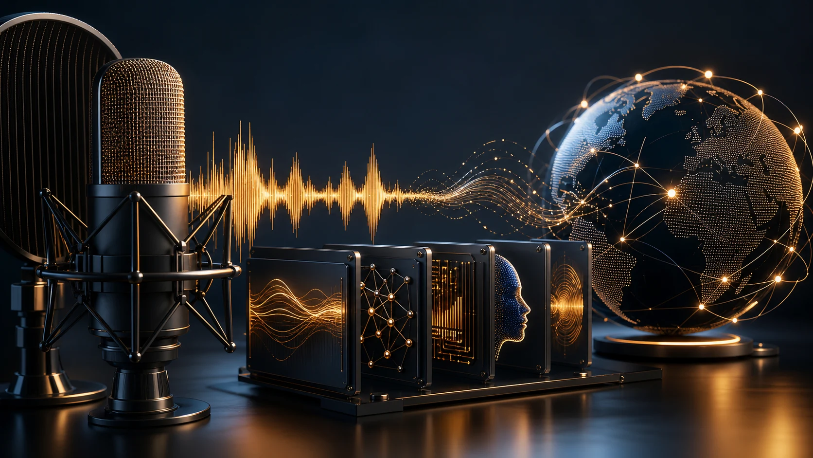 Illustration de la synthèse vocale et des flux audio pour entreprise