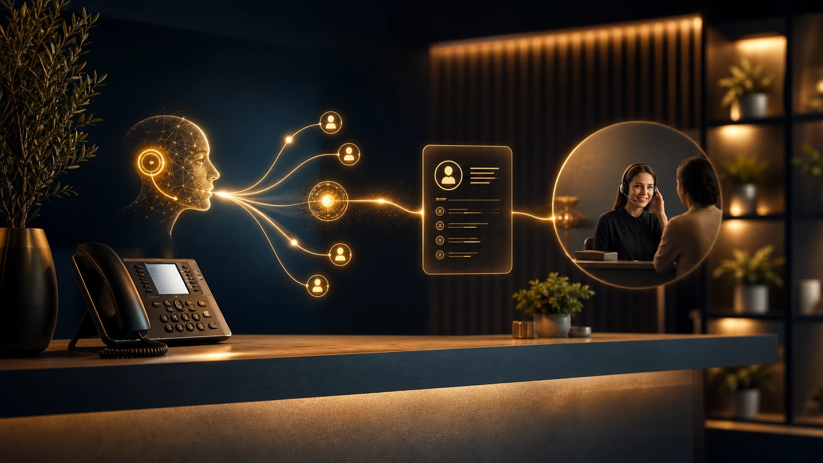 Accueil de PME relié à un agent téléphonique IA