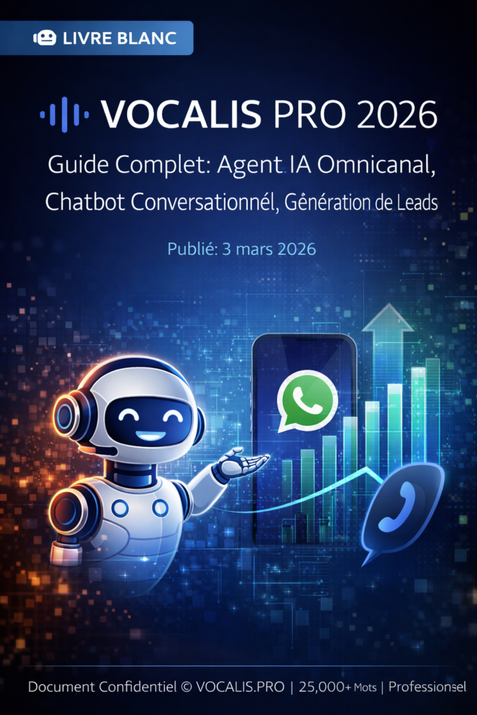 Couverture Livre Blanc Vocalis Pro 2026 – Agent IA omnicanal, chatbot conversationnel WhatsApp, génération de leads automatisée et intelligence émotionnelle